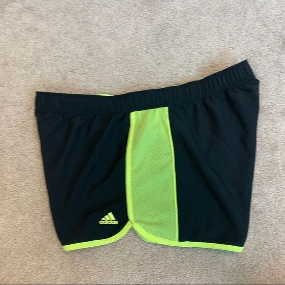 ADIDAS black fluorescent neon yellow running shorts Sz XL - Picture 4 of 10